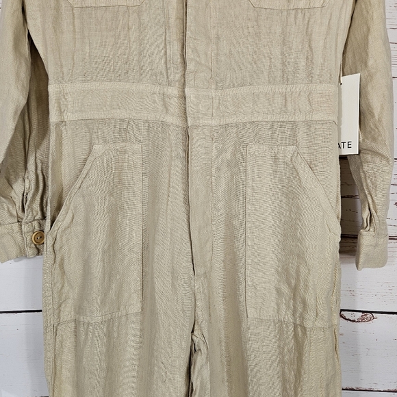 Mate The Label | Organic Linen Natural Buttoned Jumpsuit NWT - Picture 4 of 9